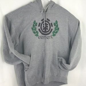 Element Mens XL Zip Up Hoodie Gray Green Leaves La